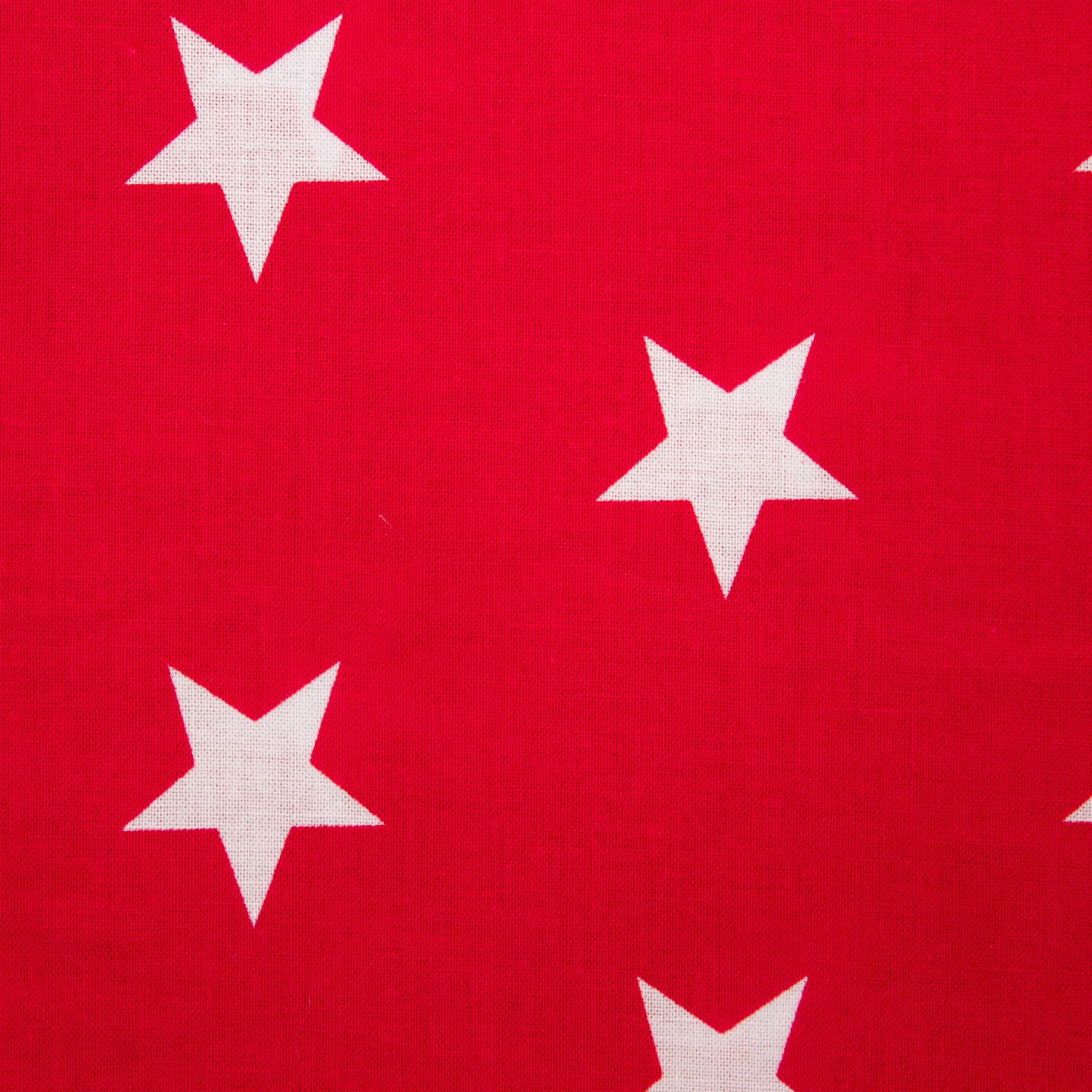 Katoen rood met witte sterren